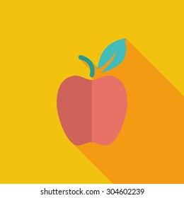 Apple icon. Flat vector related icon with long shadow for web and mobile applications. It can be used as - logo, pictogram, icon, infographic element. Vector Illustration. 
