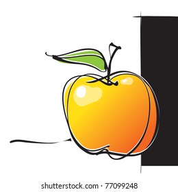 apple icon, freehand drawing vector