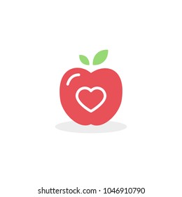 Apple icon. Fresh fruit. Vector illustration, flat and minimal style.