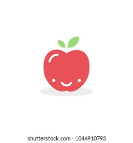 Apple icon. Funny apple cartoon. Fresh fruit. Vector illustration, flat and minimal style.