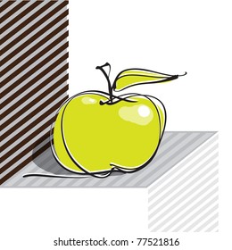 apple icon, geometric background, vector