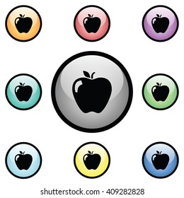 Apple Icon Glass Button Icon Set