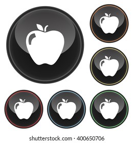 Apple Icon Glossy Button Icon Set in With Various Color Highlights