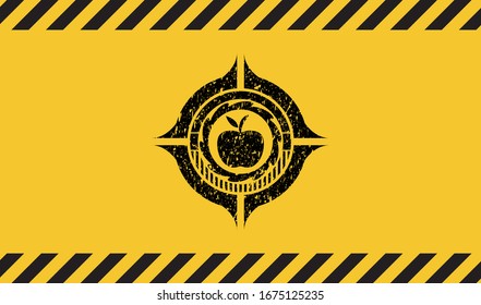 apple icon grunge warning sign emblem. Vector Illustration. Detailed.