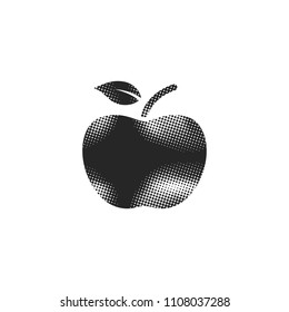 Apple icon in halftone style. Black and white monochrome vector illustration.
