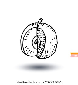 Apple icon, hand drawn vector.