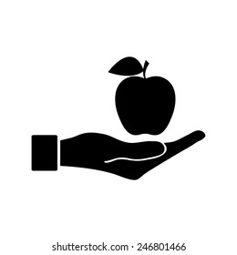 Apple Icon In Hand - Vector Icon