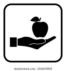 Apple Icon In Hand - Vector Icon