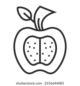 Apple icon, Healthy food, Fruit and vegetable symbol outline icon, editable vector illustration and transparent graphic element. Isolated on white background