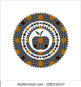 apple icon inside arabesque emblem. arabic decoration.
