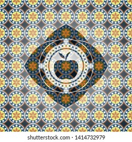 apple icon inside arabic emblem. Arabesque decoration.