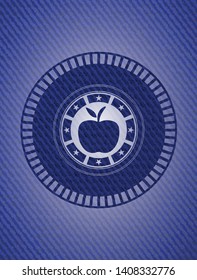 apple icon inside badge with denim texture