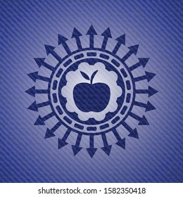 apple icon inside badge with denim texture