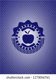 apple icon inside badge with jean texture