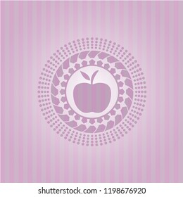 apple icon inside badge with pink background