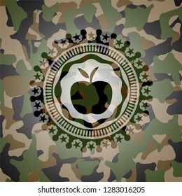 apple icon inside camouflage texture