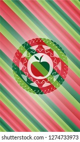 apple icon inside christmas colors badge.