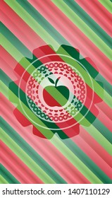 apple icon inside christmas colors emblem.