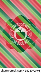 apple icon inside christmas colors style badge.