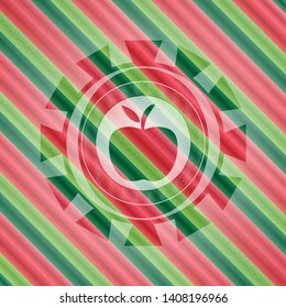 apple icon inside christmas style emblem.