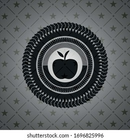 apple icon inside dark badge or emblem