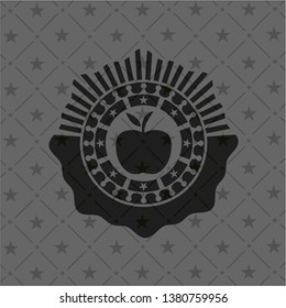 apple icon inside dark emblem. Retro