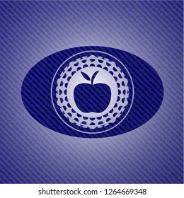 apple icon inside denim background
