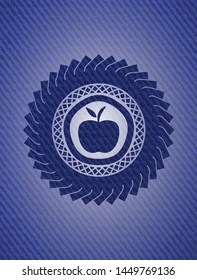 apple icon inside emblem with jean texture