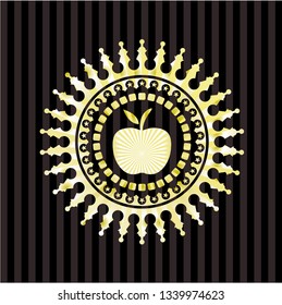 apple icon inside gold badge or emblem
