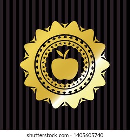 apple icon inside gold shiny emblem