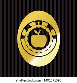 apple icon inside golden badge or emblem