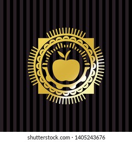 apple icon inside golden emblem