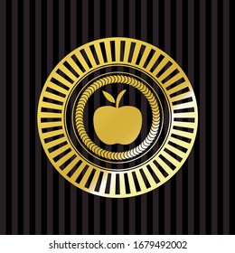 apple icon inside golden emblem