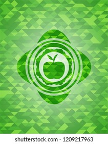 apple icon inside green mosaic emblem
