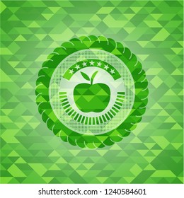 apple icon inside green mosaic emblem