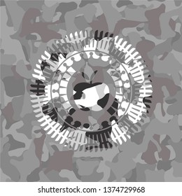 apple icon inside grey camo texture