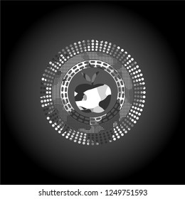 apple icon inside grey camouflage emblem