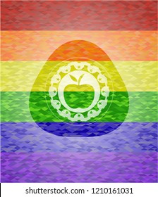 apple icon inside lgbt colors emblem 