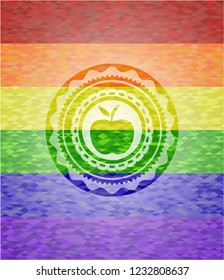 apple icon inside lgbt colors emblem 