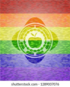 apple icon inside lgbt colors emblem 