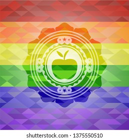 apple icon inside lgbt colors emblem 