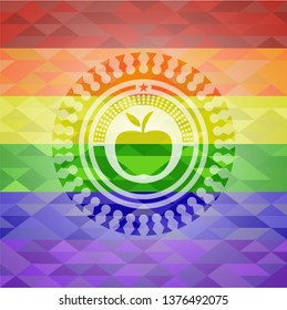 apple icon inside lgbt colors emblem 