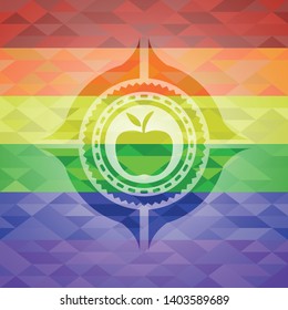 apple icon inside lgbt colors emblem 
