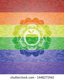 apple icon inside lgbt colors emblem 