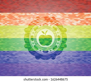 apple icon inside lgbt colors emblem 