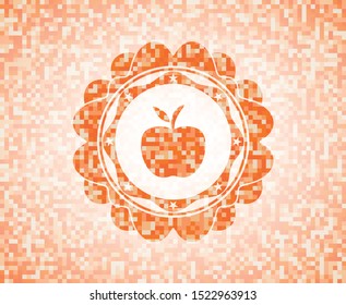 apple icon inside orange mosaic emblem