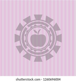 apple icon inside pink emblem. Retro