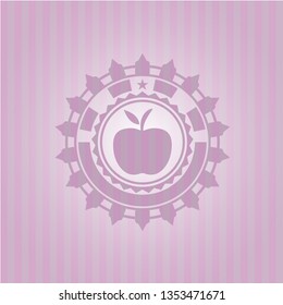 apple icon inside pink emblem