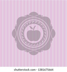 apple icon inside pink emblem. Retro