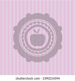apple icon inside pink emblem. Retro